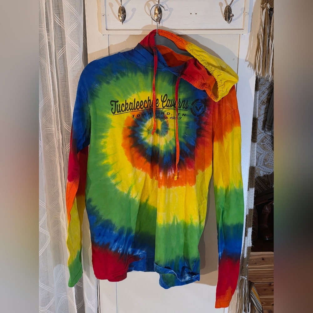 Tie-Dye Hoodie Tee with Tuckaleechee Caverns Logo